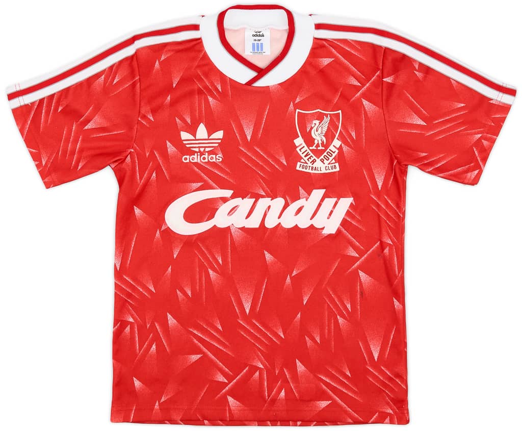 1989-91 Liverpool Home Shirt - 9/10 - (XS.Boys)
