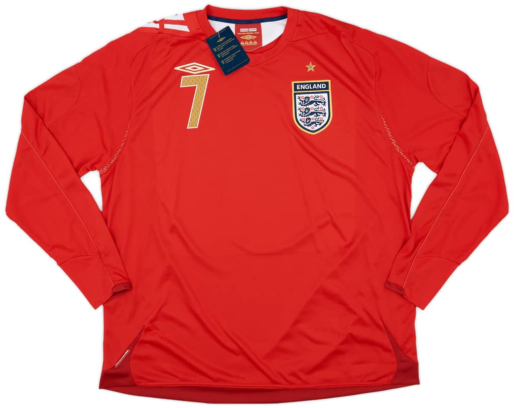 2006-08 England Away L/S Shirt Beckham #7 (XXL)