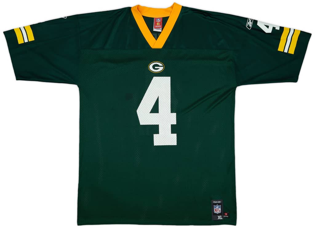 2007 Green Bay Packers Favre #4 Reebok Replica Home Jersey - 9/10 - (XL)