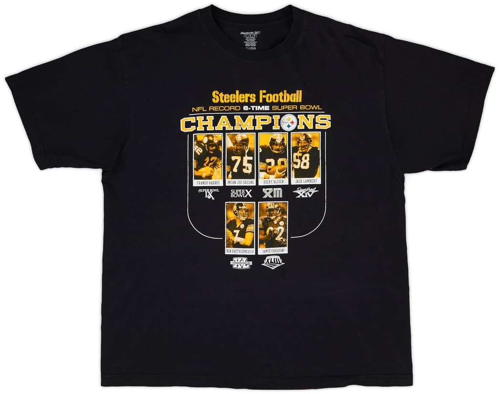 2009 Pittsburgh Steelers 6-Time Super Bowl Champions Reebok Tee - 8/10 - (L)