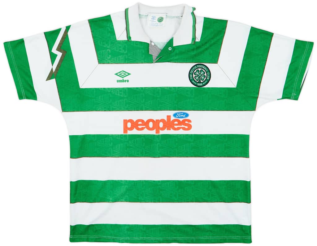1991-92 Celtic Home Shirt - 8/10 - (XL)
