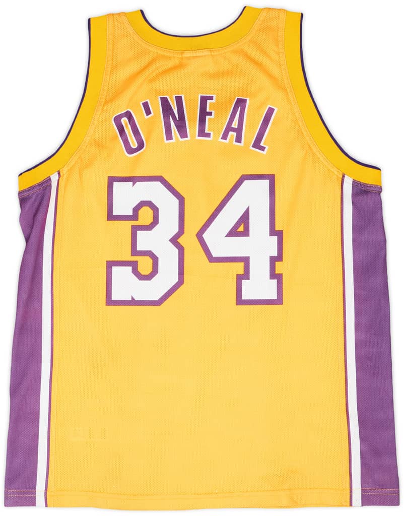 1999-04 LA Lakers O'Neal #34 Champion Home Jersey - 6/10 - (M)