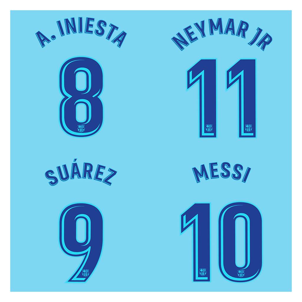2017-18 Barcelona Away Junior Name Set