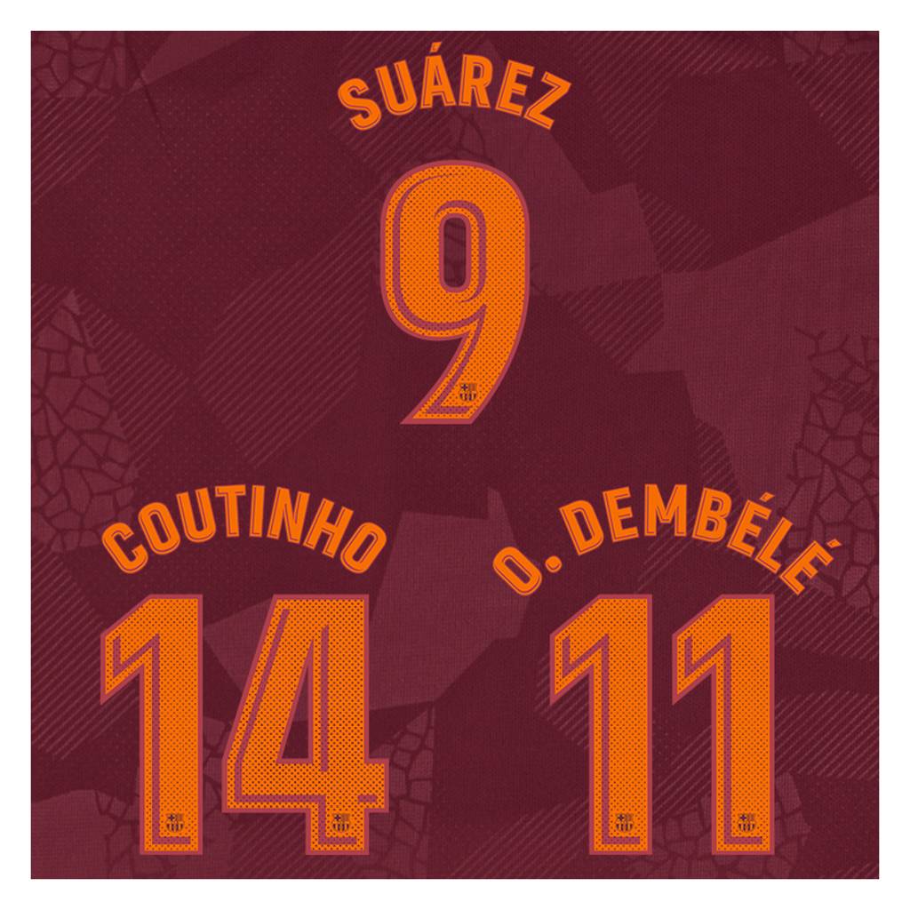 2017-18 Barcelona Third Player Issue Name Set