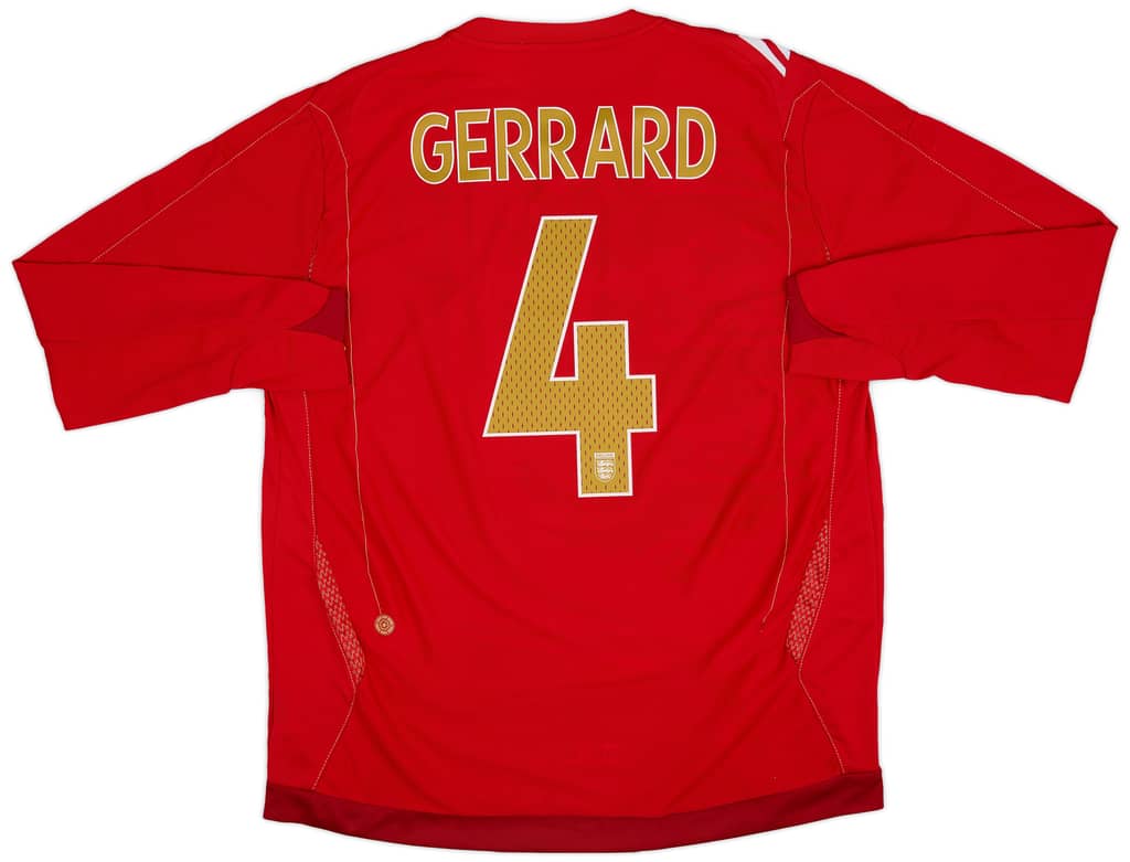 2006-08 England Away L/S Shirt Gerrard #4 - 8/10 - (XL)