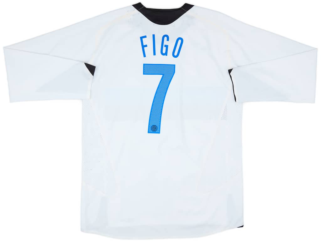 2005-06 Inter Milan Player Issue Away L/S Shirt Figo #7 - 6/10 - (XL)