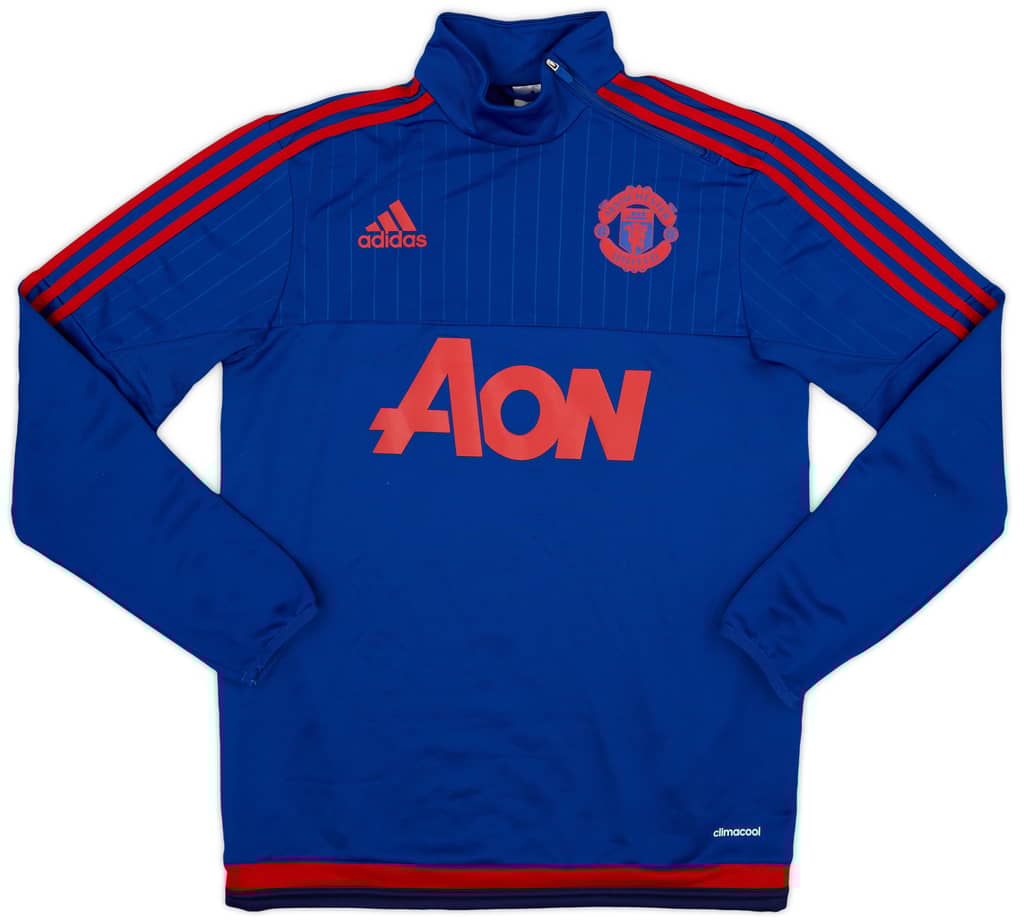 2015-16 Manchester United adidas 1/4 Zip Sweat Top - 8/10 - (S)