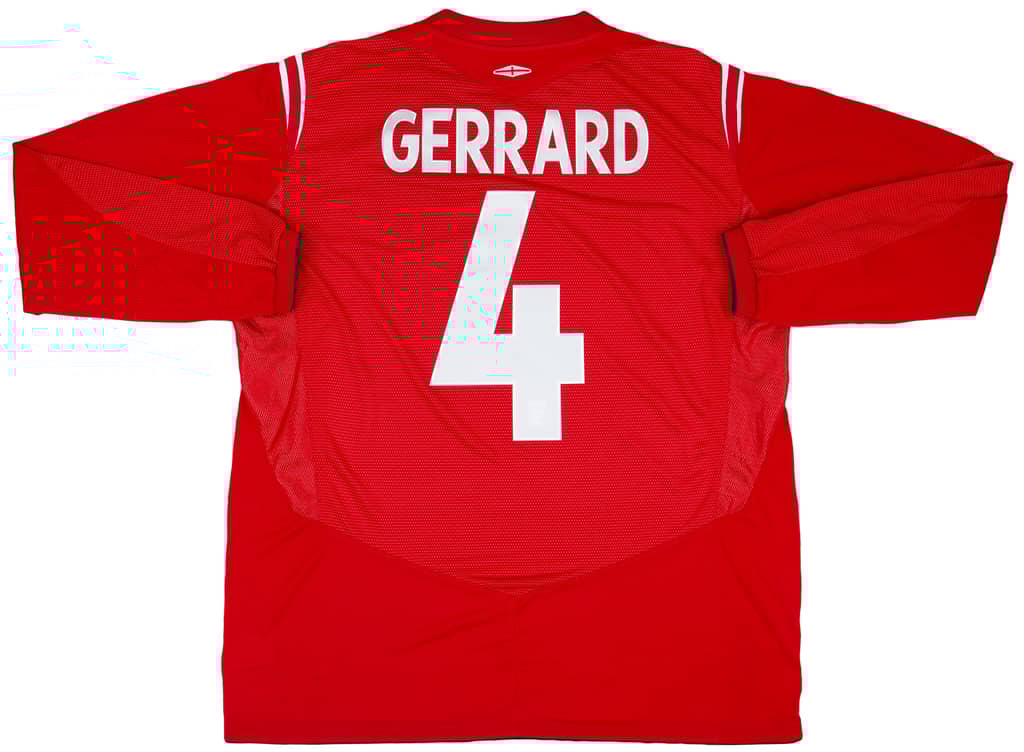 2004-06 England Away L/S Shirt Gerrard #4 - 8/10 - (XL)