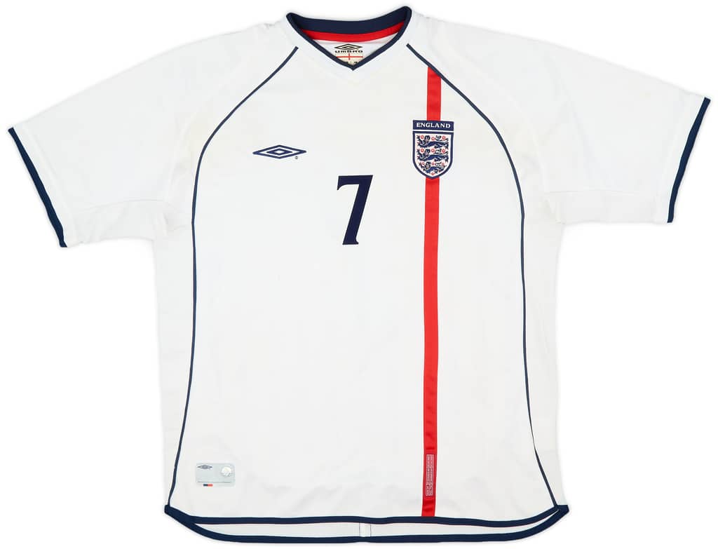 2001-03 England Home Shirt Beckham #7 - 6/10 - (XL)