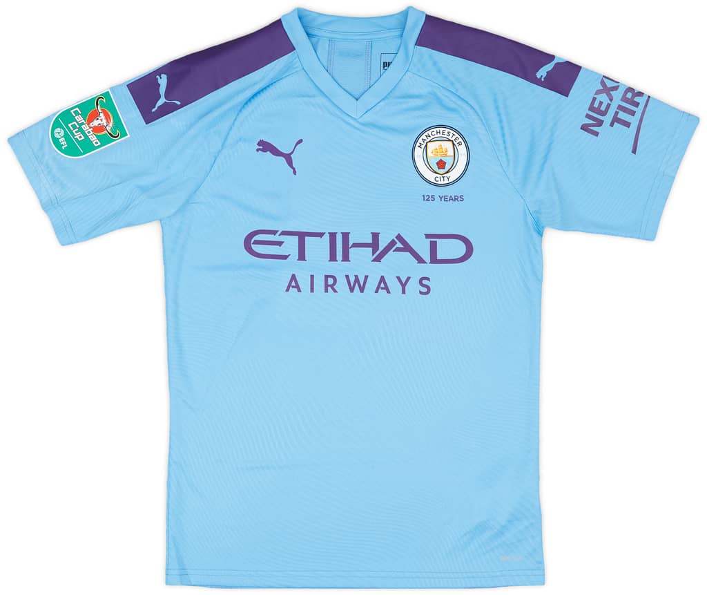2019-20 Manchester City Match Issue Carabao Cup Home Shirt Angelino #12