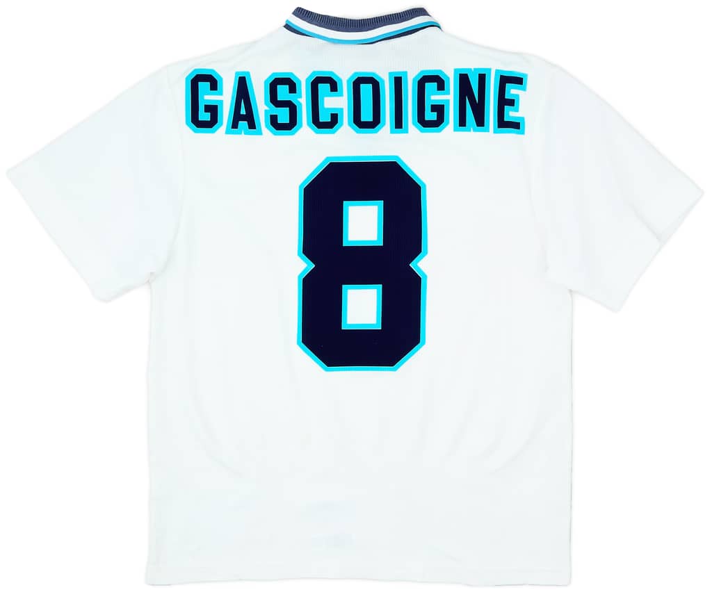 1995-97 England Home Shirt Gascoigne #8 - 8/10 - (M)