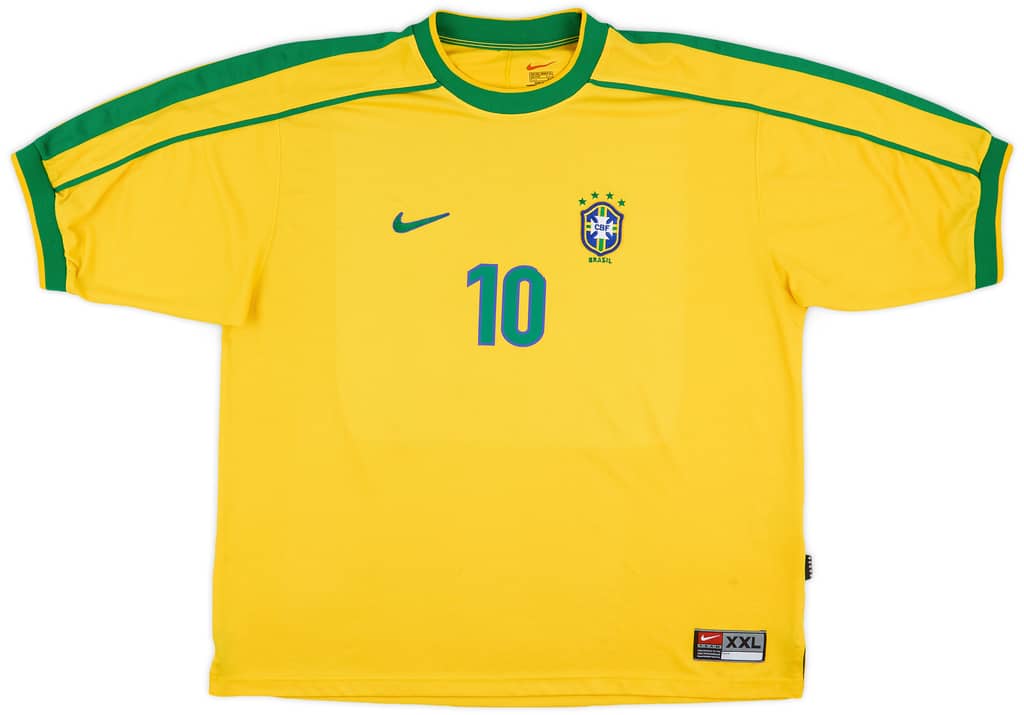 1998-00 Brazil Home Shirt Rivaldo #10 - 7/10 - (XXL)