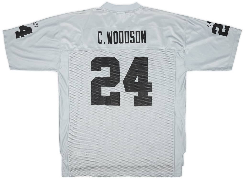 2005 Oakland Raiders C.Woodson #24 Reebok On Field Alternate Jersey - 9/10 - (XL)