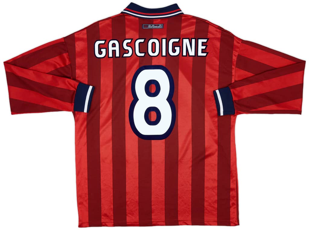 1997-99 England Away L/S Shirt Gascoigne #8 - 8/10 - (XL)