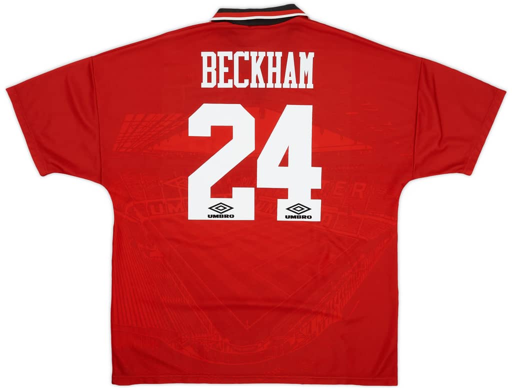 1994-96 Manchester United Home Shirt Beckham #24 - 9/10 - (XXL)