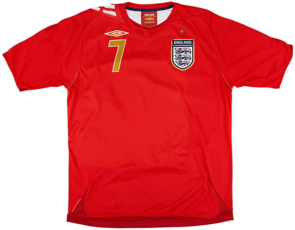 2006-08 England Away Shirt Beckham #7 - 6/10 - (L)