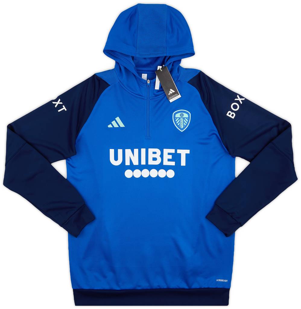 2023-24 Leeds United adidas 1/4 Zip Hooded Top