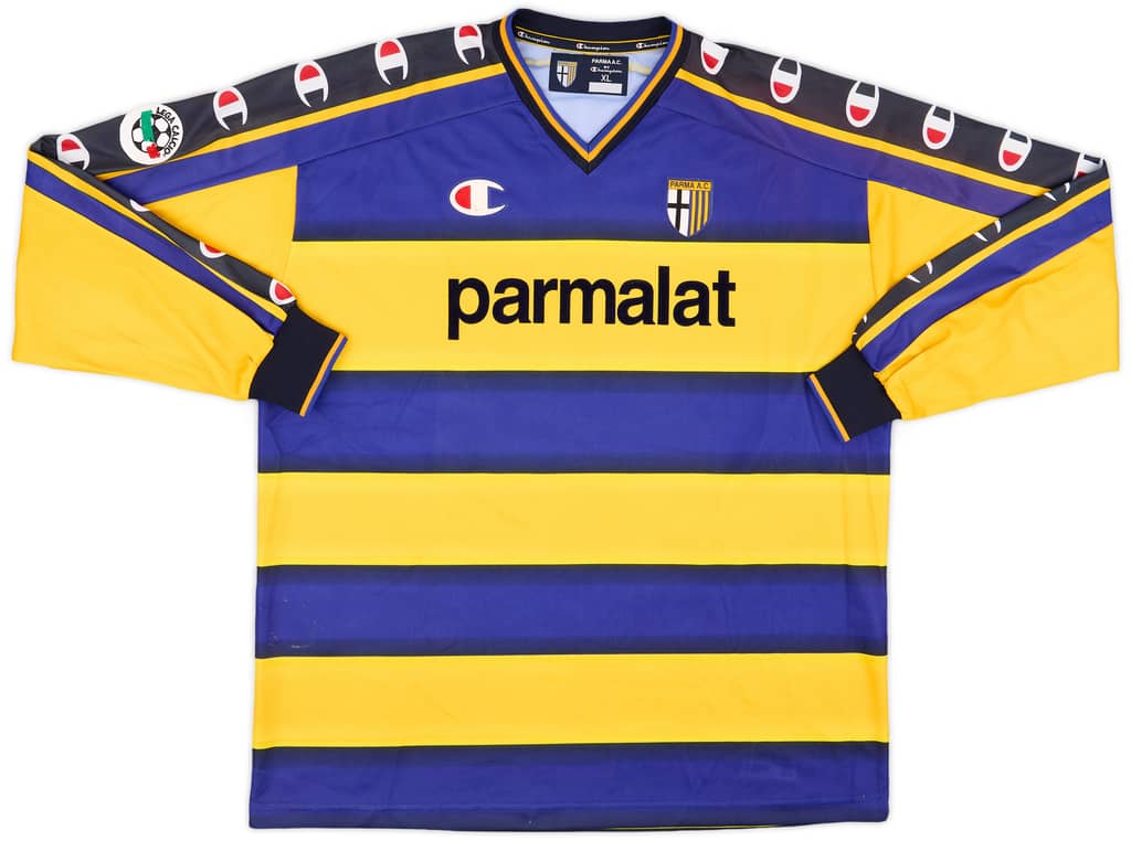 2001-02 Parma Match Issue Coppa Italia Home L/S Shirt Di Vaio #20