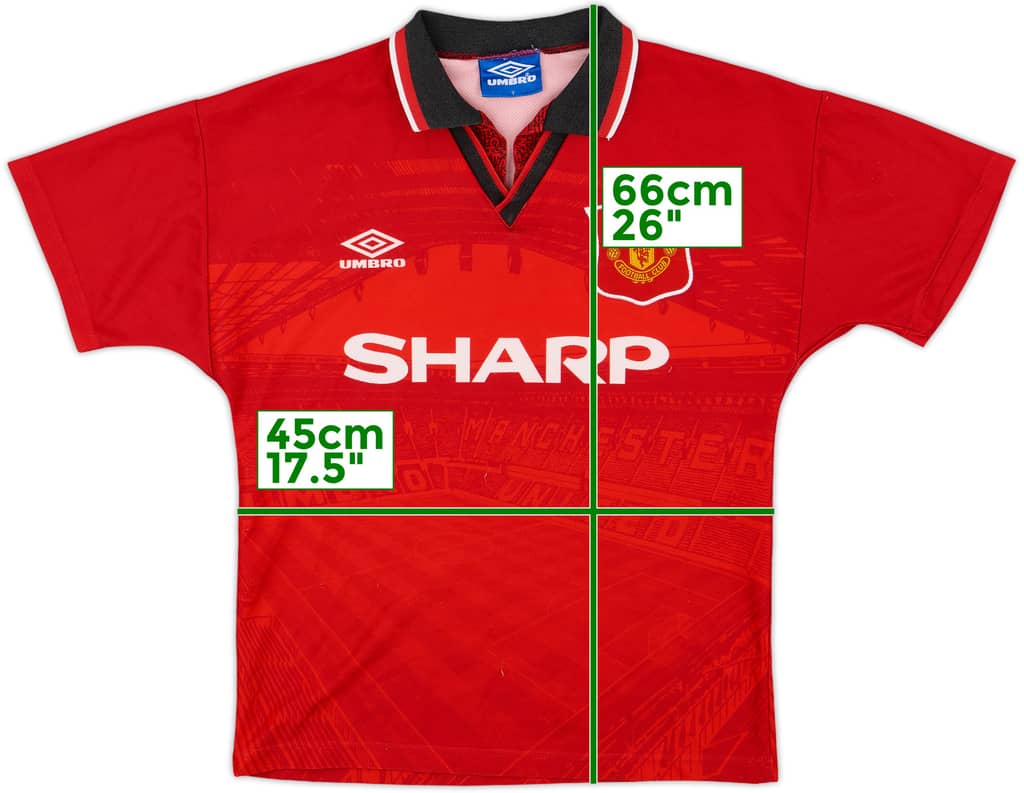 1994-96 Manchester United Home Shirt - 8/10 - (Y)