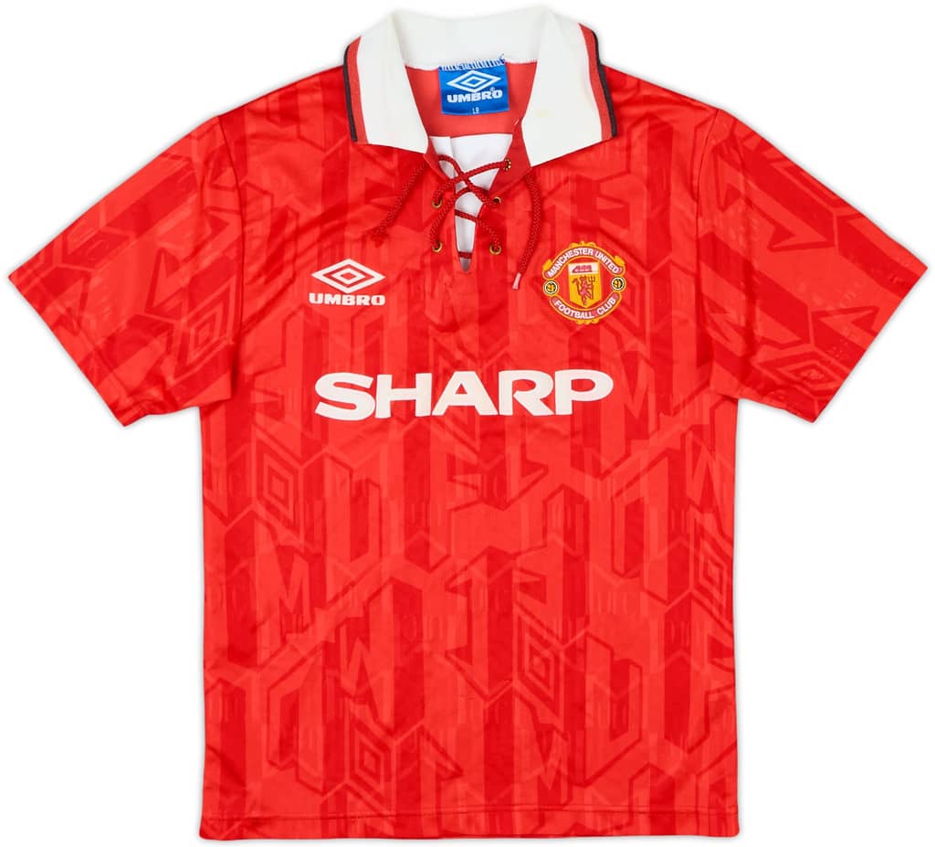 1992-94 Manchester United Home Shirt - 8/10 - (L.Boys)