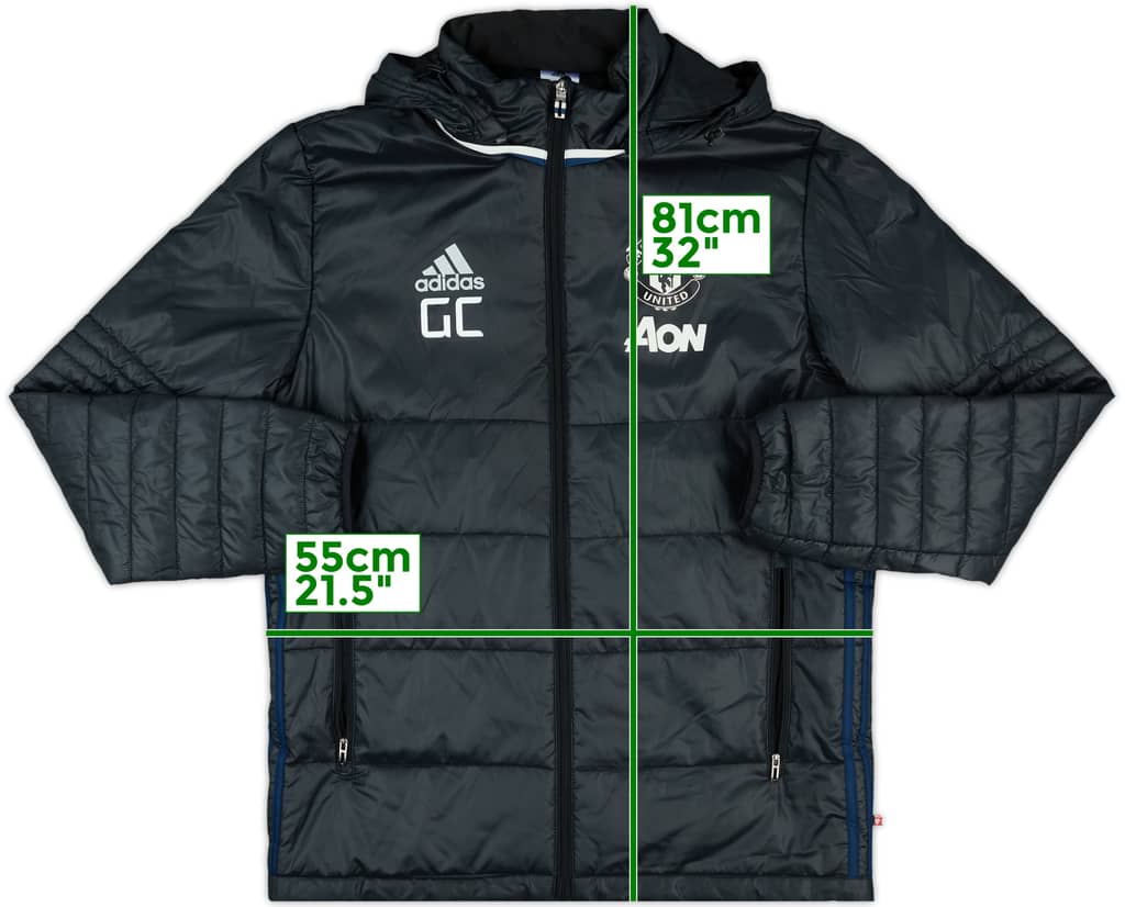 2016-17 Manchester United Staff Issue Hooded Padded Bench Coat 'GC'