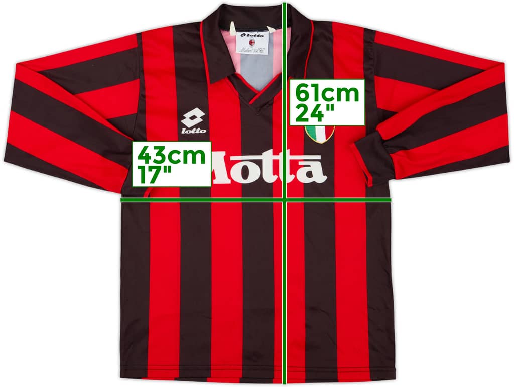 1993-94 AC Milan Home L/S Shirt - 8/10 - (XL.Boys)