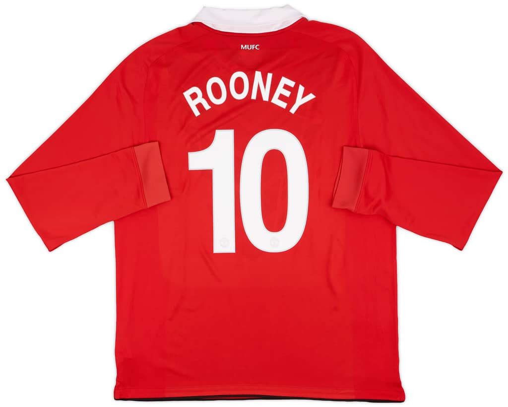 2010-11 Manchester United Home L/S Shirt Rooney #10 - 9/10 - (XL)