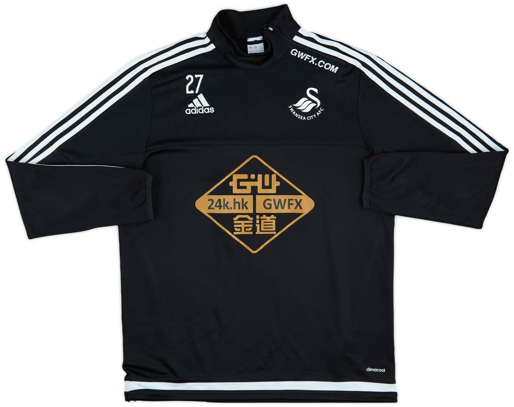 2015-16 Swansea City adidas Player Issue 1/4 Zip Drill Top #27 - 7/10 - (L)