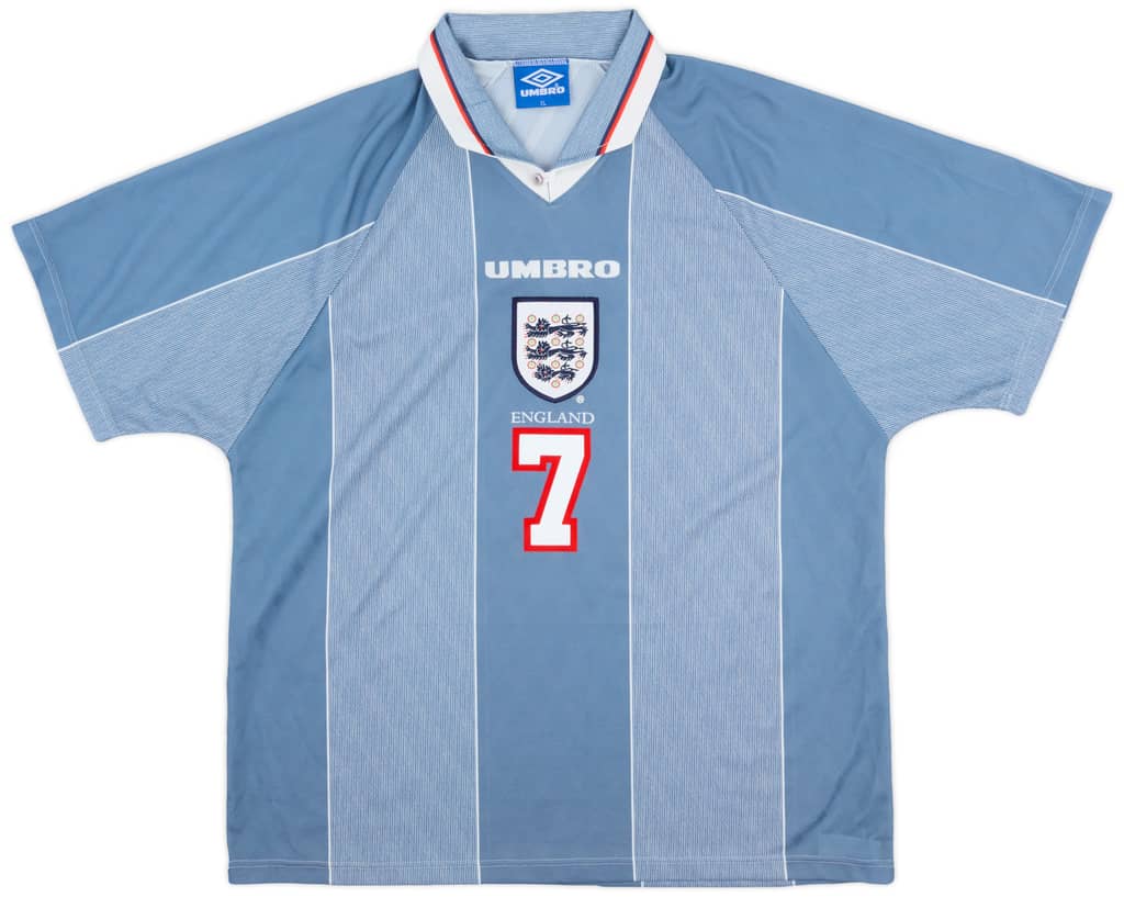 1996-97 England Away Shirt Beckham #7 - 9/10 - (XL)