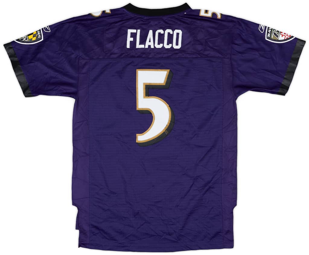 2008-11 Baltimore Ravens Flacco #5 Reebok Premier Home Jersey - 6/10 - (XL.Boys)