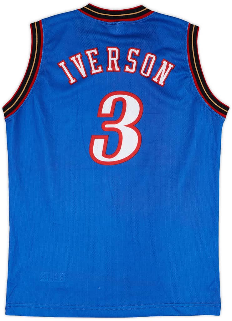 1999-00 Philadelphia 76ers Iverson #3 Champion Alternate Jersey - 9/10 - (XL.Boys)