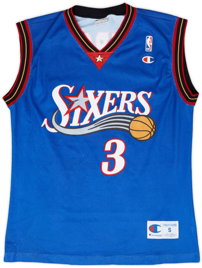 1999-00 Philadelphia 76ers Iverson #3 Champion Alternate Jersey - 9/10 - (S)