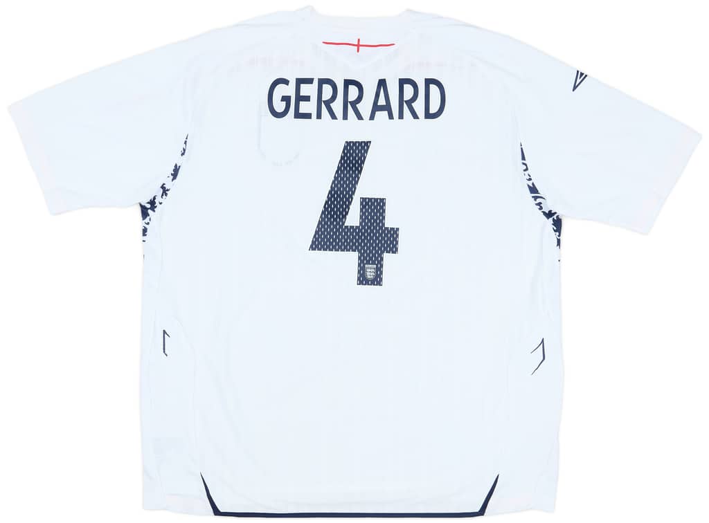 2007-09 England Home Shirt Gerrard #4 - 9/10 - (XXL)