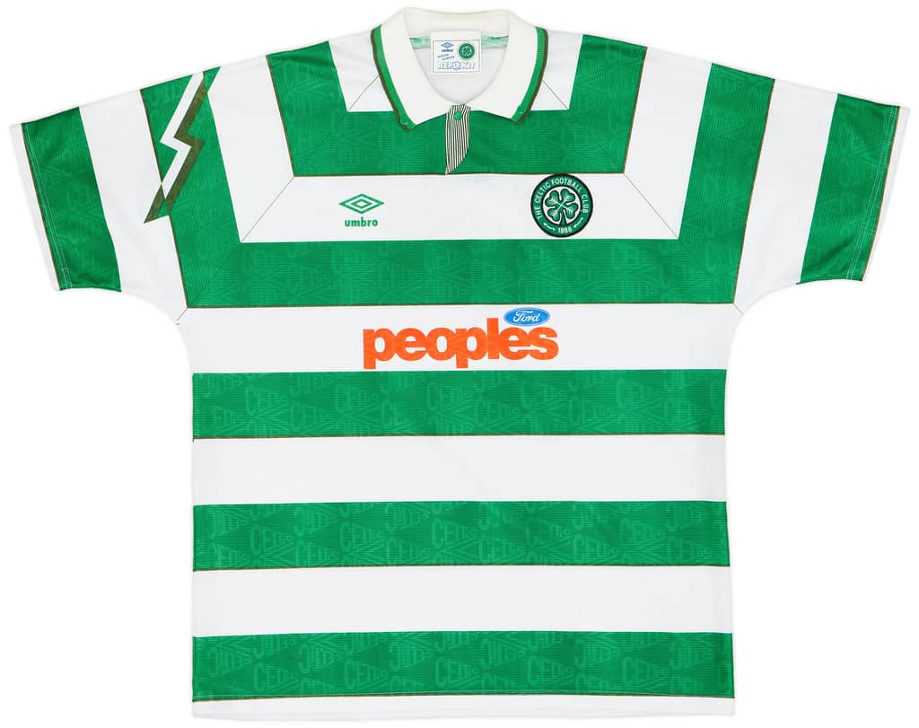 1991-92 Celtic Home Shirt - 8/10 - (XL)