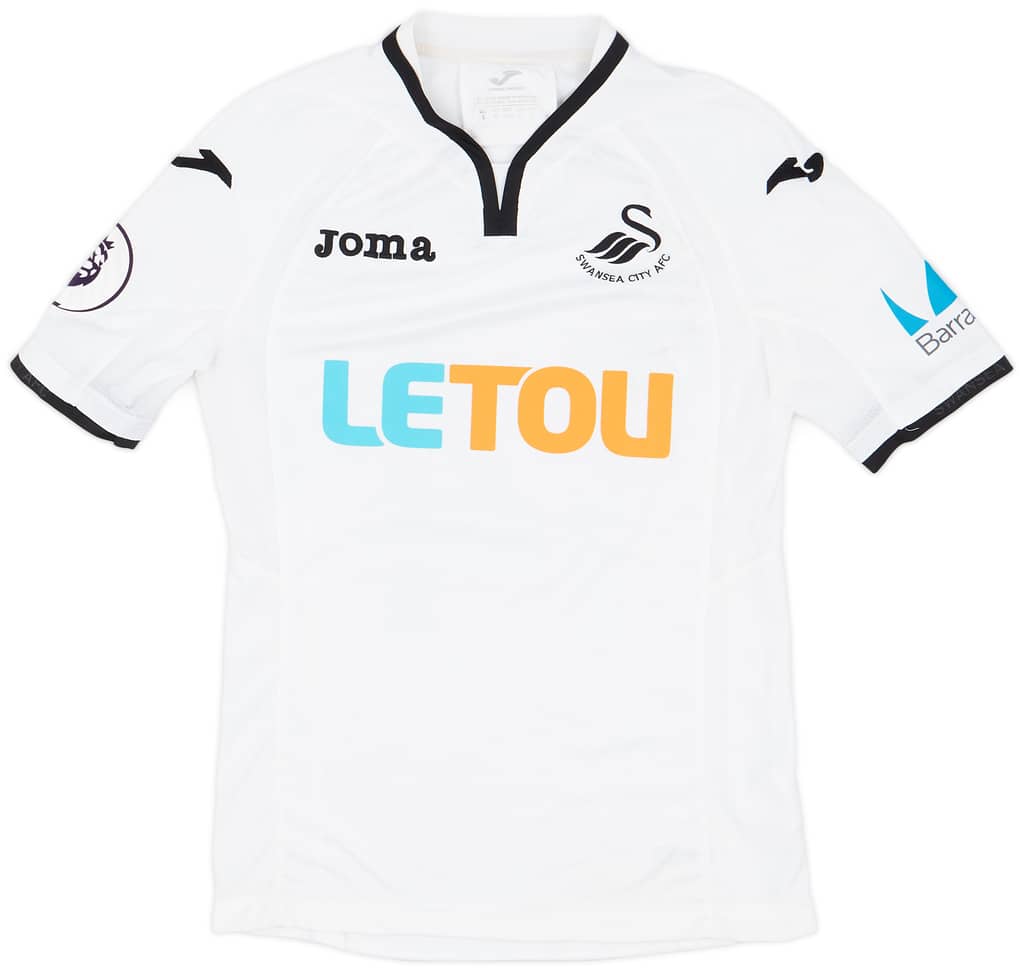 2017-18 Swansea Match Worn Home Shirt Carroll #14