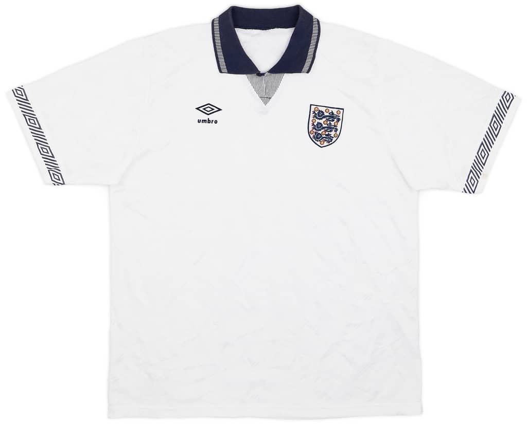 1990-92 England Home Shirt - 8/10 - (XL)