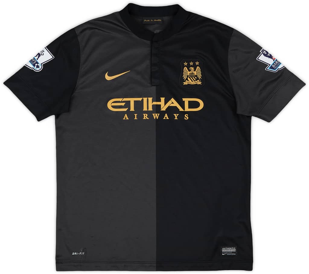 2013-14 Manchester City Away Shirt Kompany #4 - 9/10 - (XL.Boys)