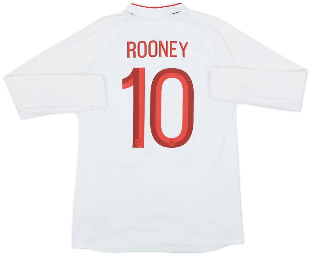2012-13 England Home L/S Shirt Rooney #10 - 8/10 - (M)