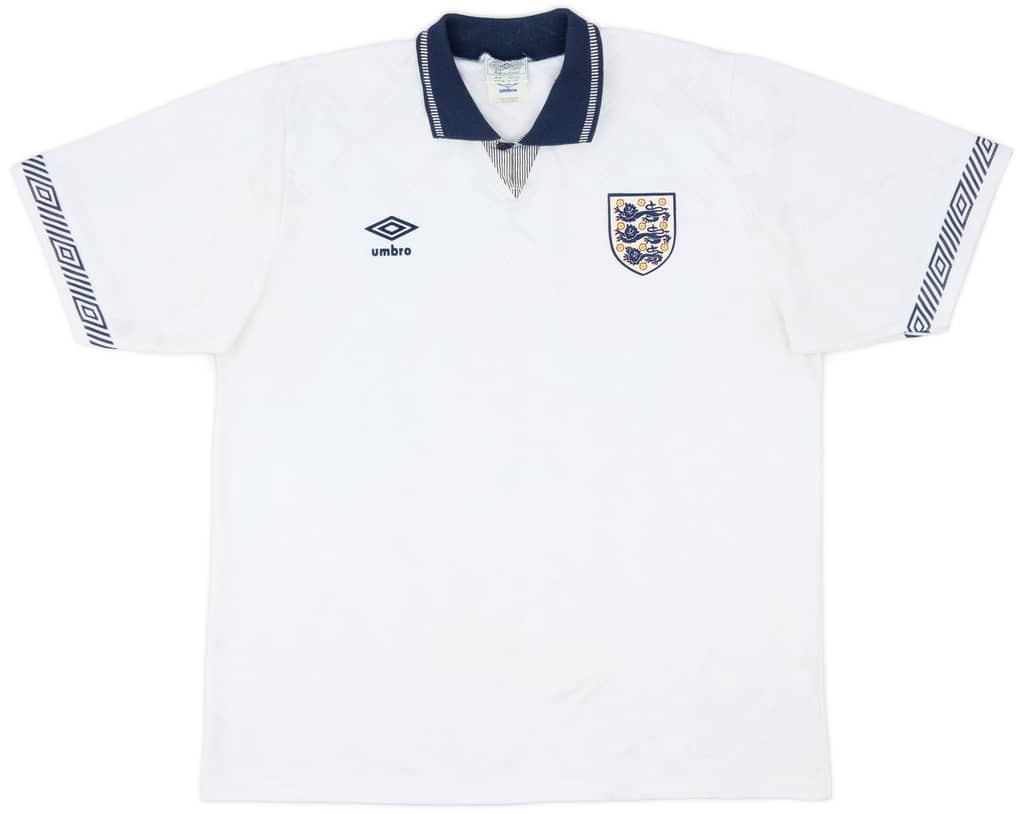 1990-92 England Home Shirt - 8/10 - (XL)