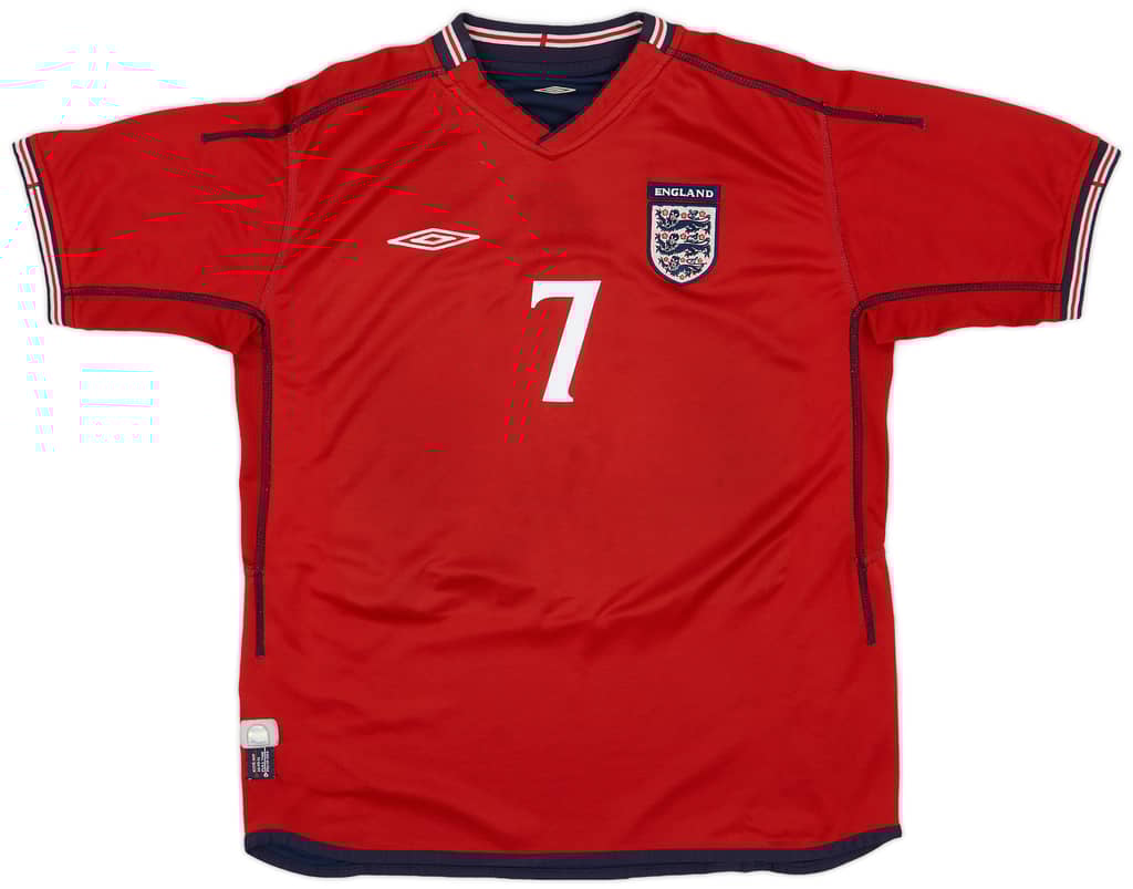 2002-04 England Away Shirt Beckham #7 - 6/10 - (L)