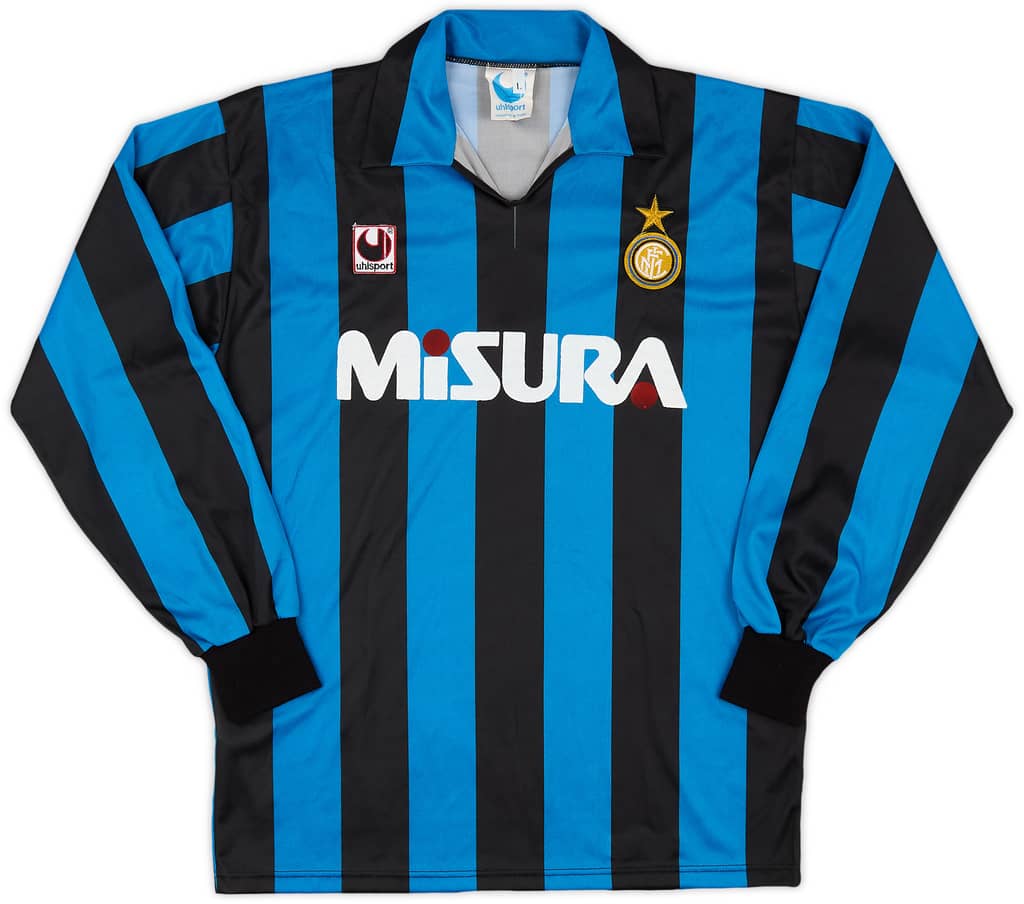 1990-91 Inter Milan Home L/S Shirt - 7/10 - (L)