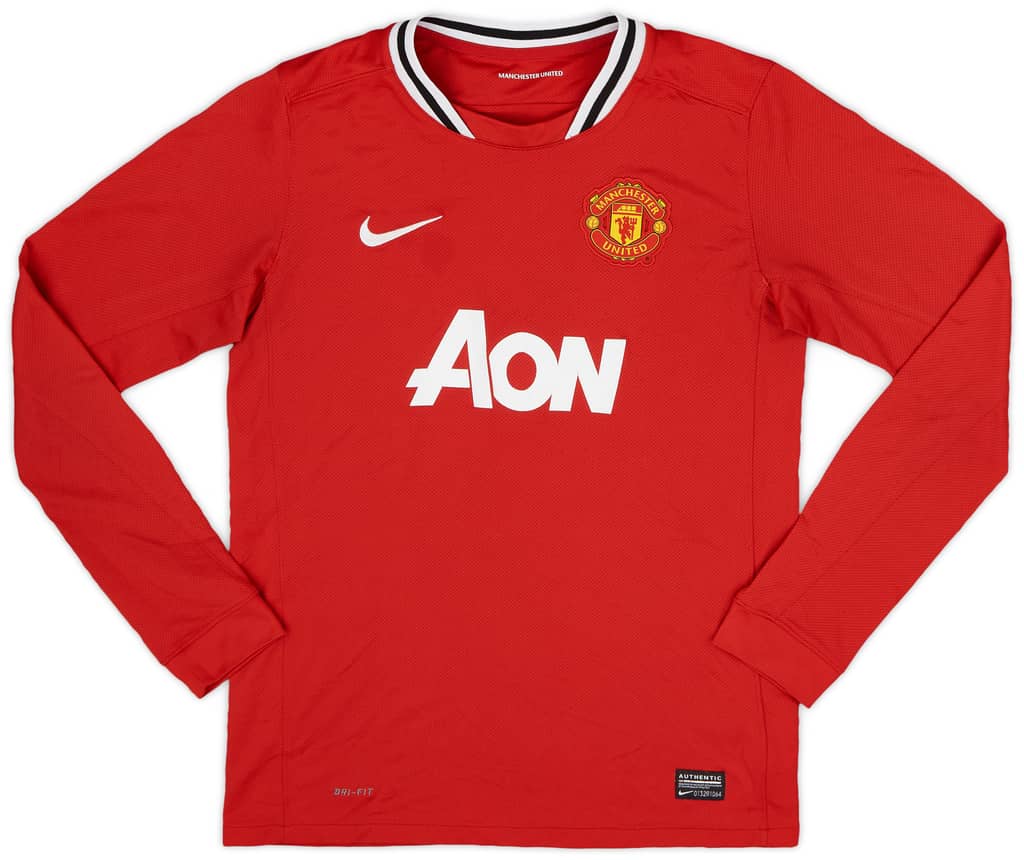 2011-12 Manchester United Home L/S Shirt - 6/10 - (L.Boys)