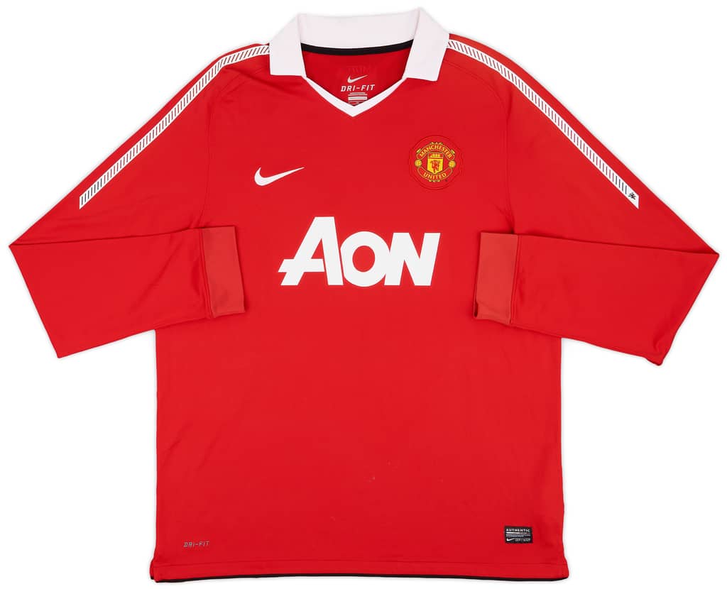 2010-11 Manchester United Home L/S Shirt Rooney #10 - 9/10 - (XL)