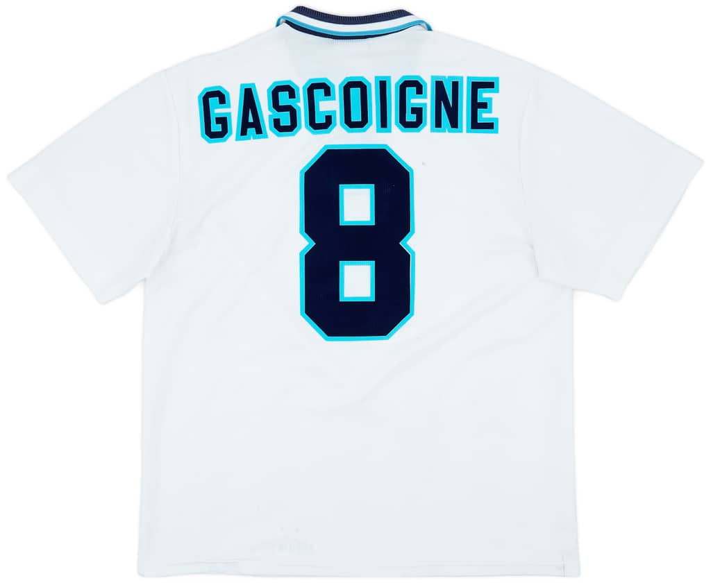1995-97 England Home Shirt Gascoigne #8 - 8/10 - (XL)