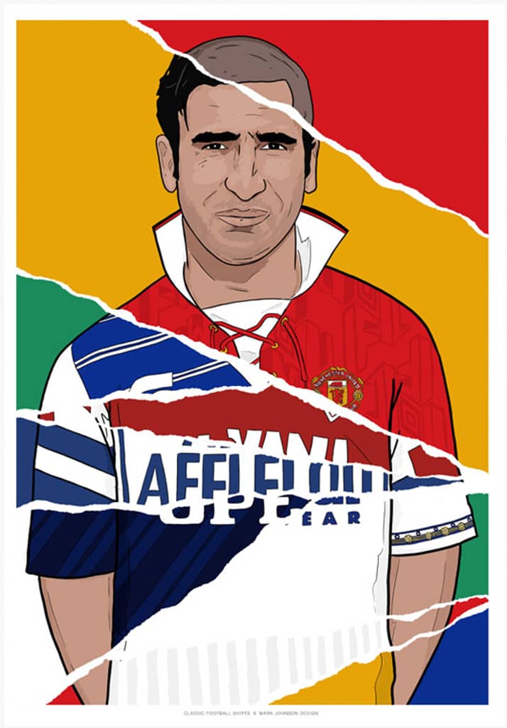 1983-1997 Eric Cantona Career In Shirts A3 Print/Poster