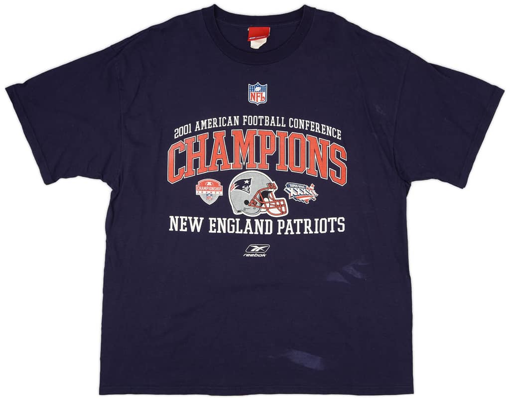 2001 New England Patriots AFC Champions Reebok Tee (Very Good) XL
