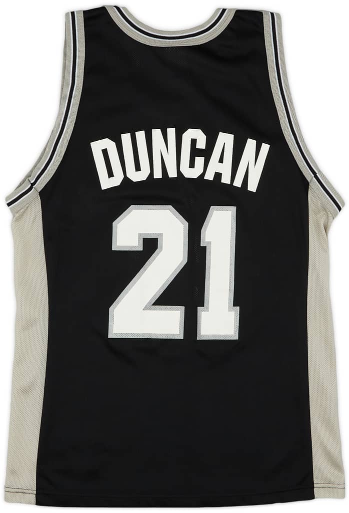 1997-01 San Antonio Spurs Duncan #21 Champion Away Jersey (Very Good) M