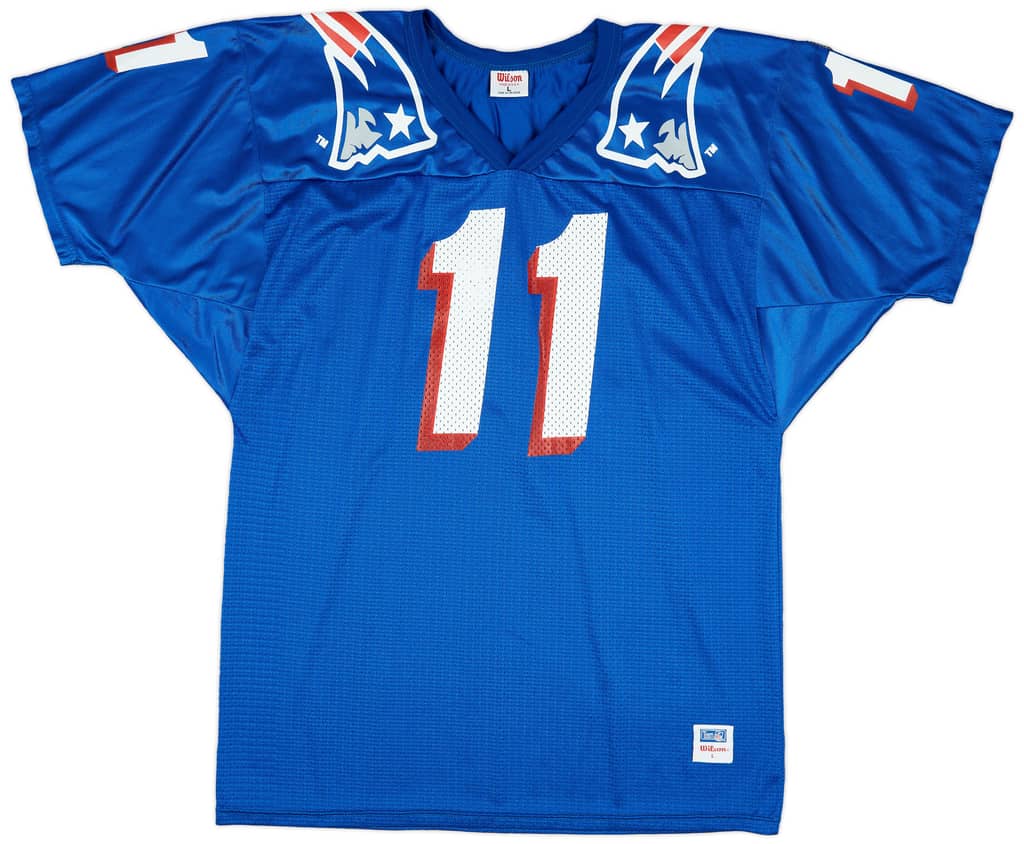 1995-99 New England Patriots Bledsoe #11 Wilson Staff Home Jersey (Excellent) L