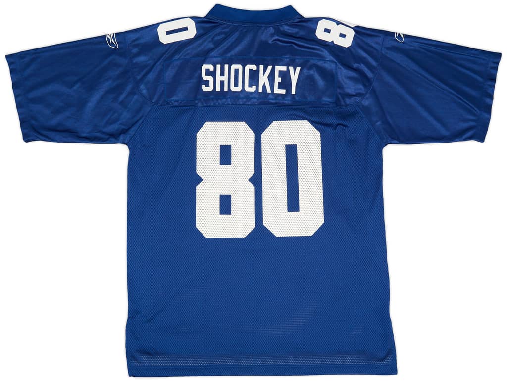 2002-04 New York Giants Shockey #80 Reebok On Field Home Jersey (Very Good) L
