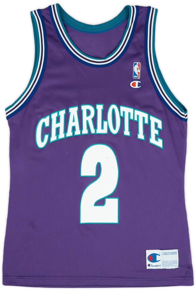 1994-95 Charlotte Hornets L. Johnson #2 Champion Alternate Jersey (Very Good) M